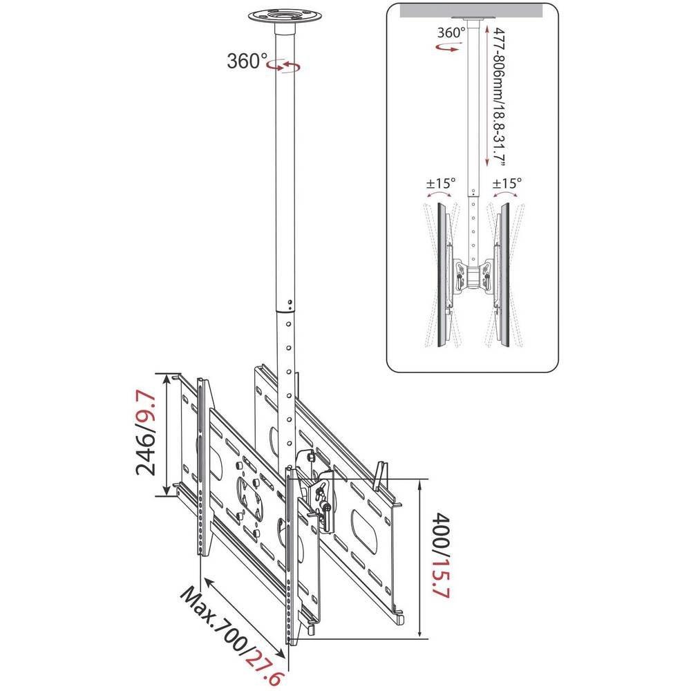 My Wall  , supporto TV a muro  81 - 160 cm (32 - 63) argento-grigio 