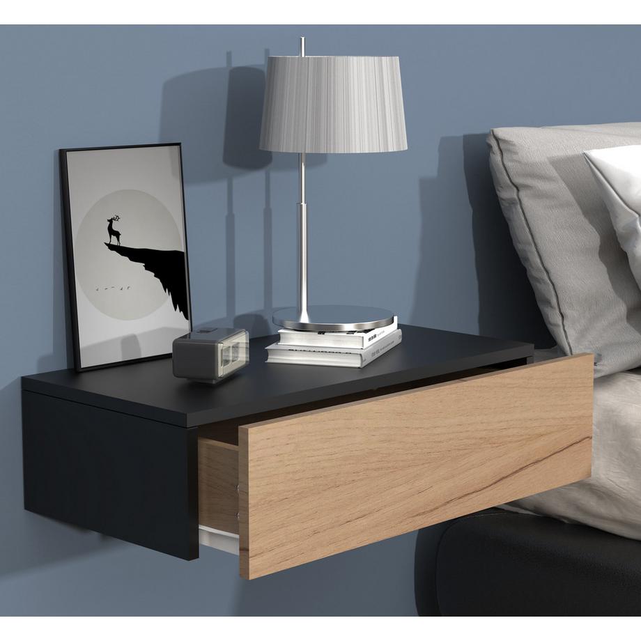 VCM Holz Wandschublade Nachtschrank Wandboard Schublade Konsole Nachttisch Usal M 60 cm  
