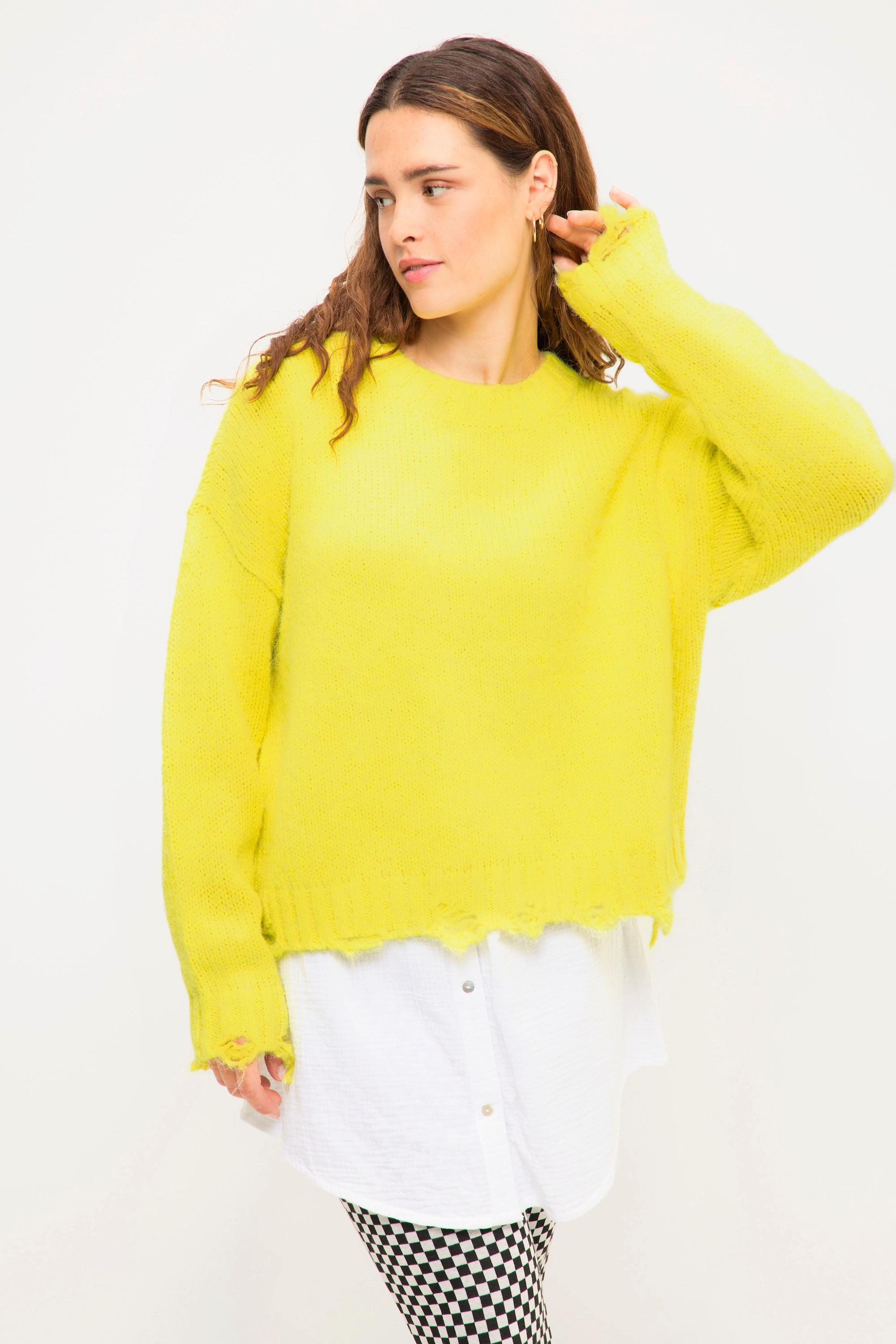 Studio Untold  Maglione di maglia fluo dal taglio oversize con orli sdruciti e maniche lunghe 