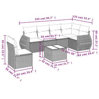 VidaXL Ensemble de canapés de jardin rotin synthétique  