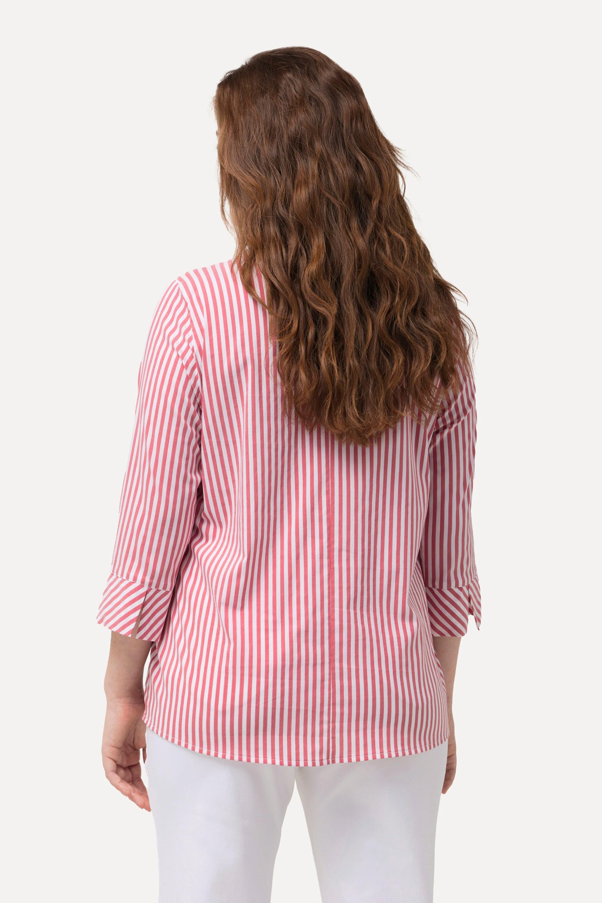 Ulla Popken  Blusa con righe, scollo montante e maniche a 3/4 