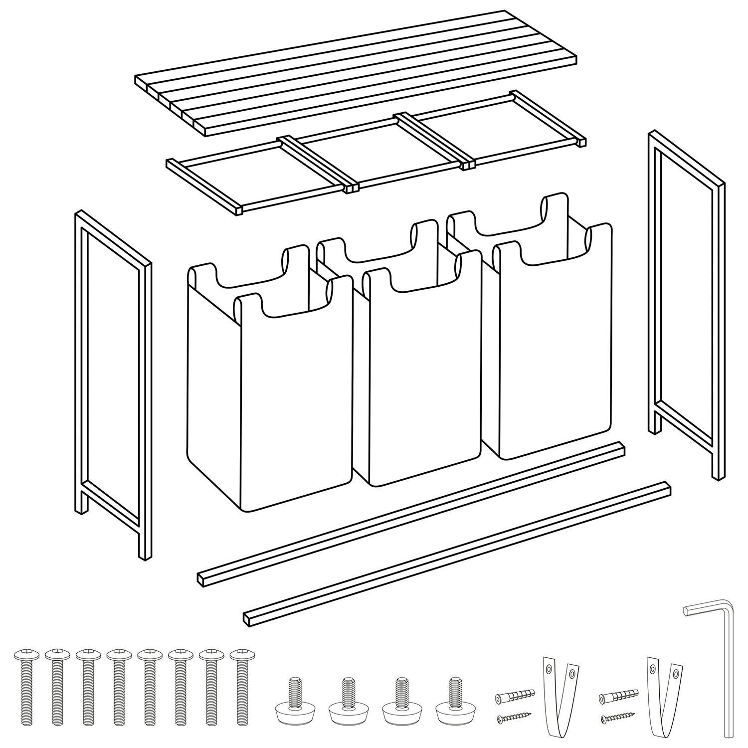 B2X Wäschekorb, 3 Fächer  