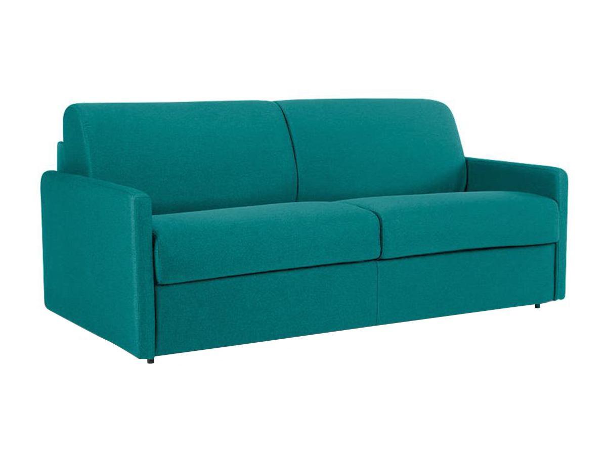 Vente-unique Schlafsofa 4Sitzer Stoff Liegefläche MatratzenTürkis CALIFE  