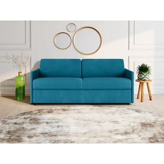 Vente-unique Schlafsofa 4Sitzer Stoff Liegefläche MatratzenTürkis CALIFE  