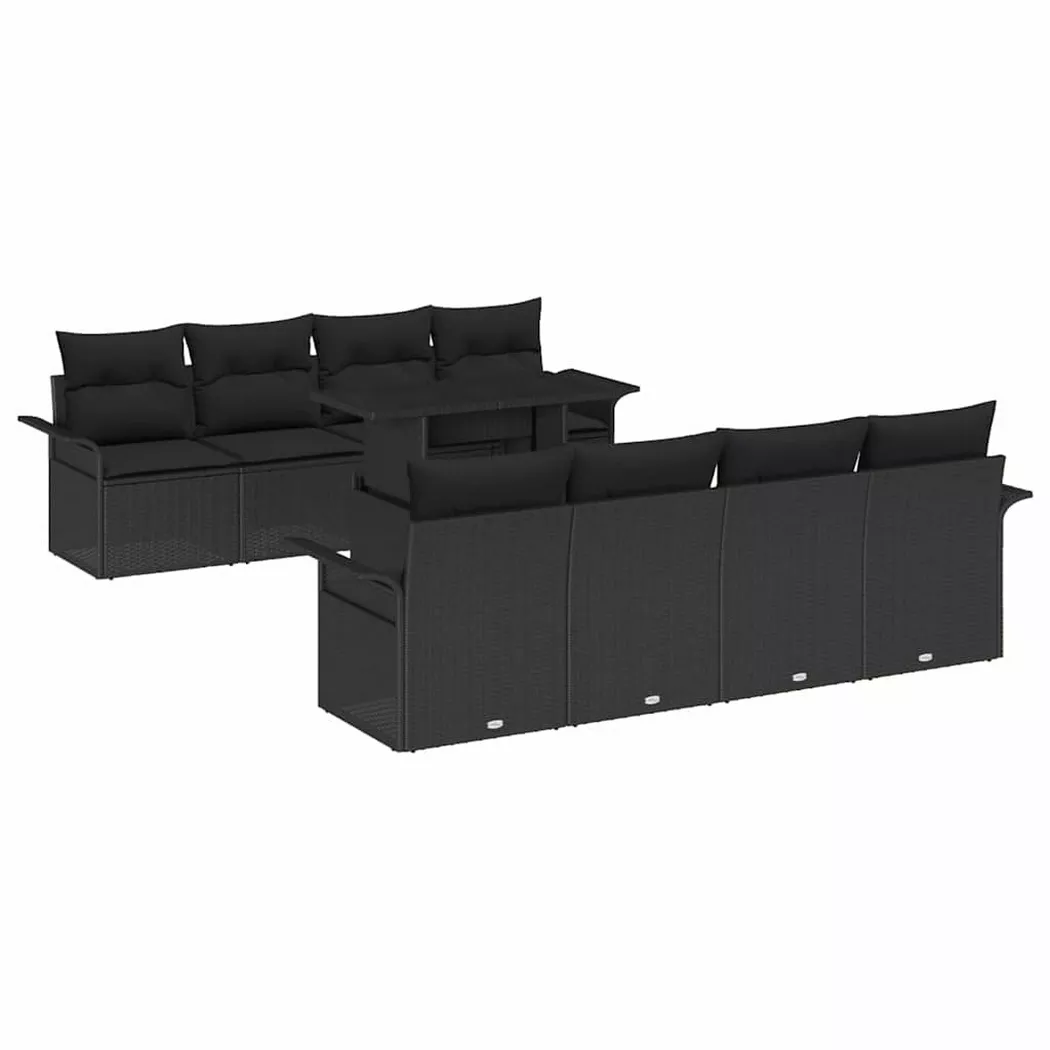 VidaXL - Set Divano da Giardino Polyrattan, One Size, Nero