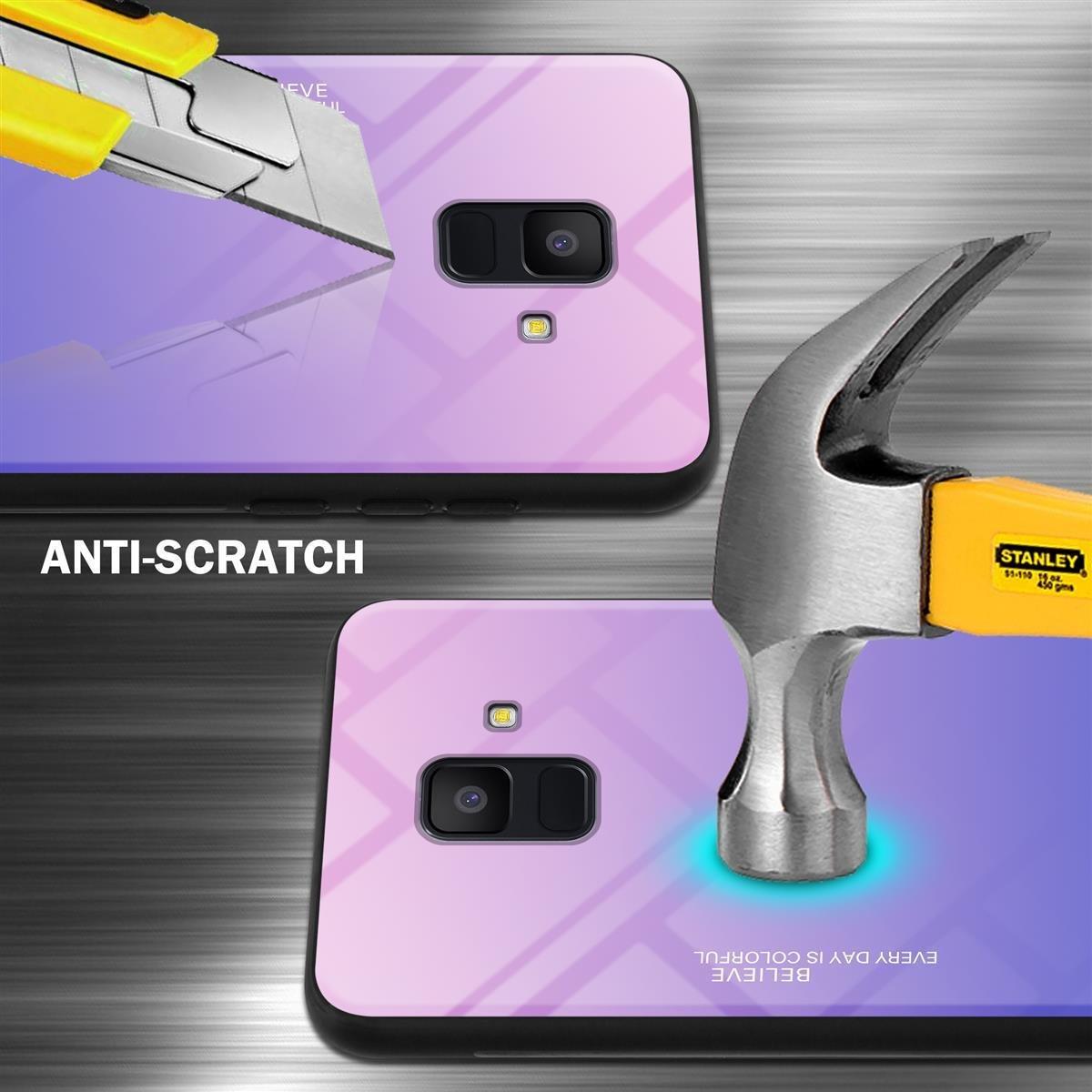 Cadorabo  Housse compatible avec Samsung Galaxy A6 2018 - Coque de protection bicolore en silicone TPU et dos en verre trempé 