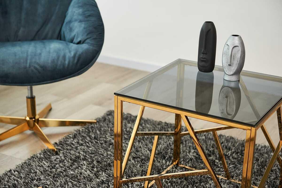 mutoni Beistelltisch Klubstix Metall Glas gold 55  