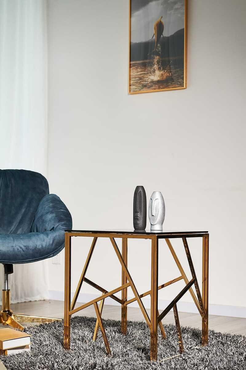 mutoni Beistelltisch Klubstix Metall Glas gold 55  