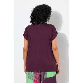 Ulla Popken T-shirt Oversize Imprimé Scintillant Manches Courtes Col V  