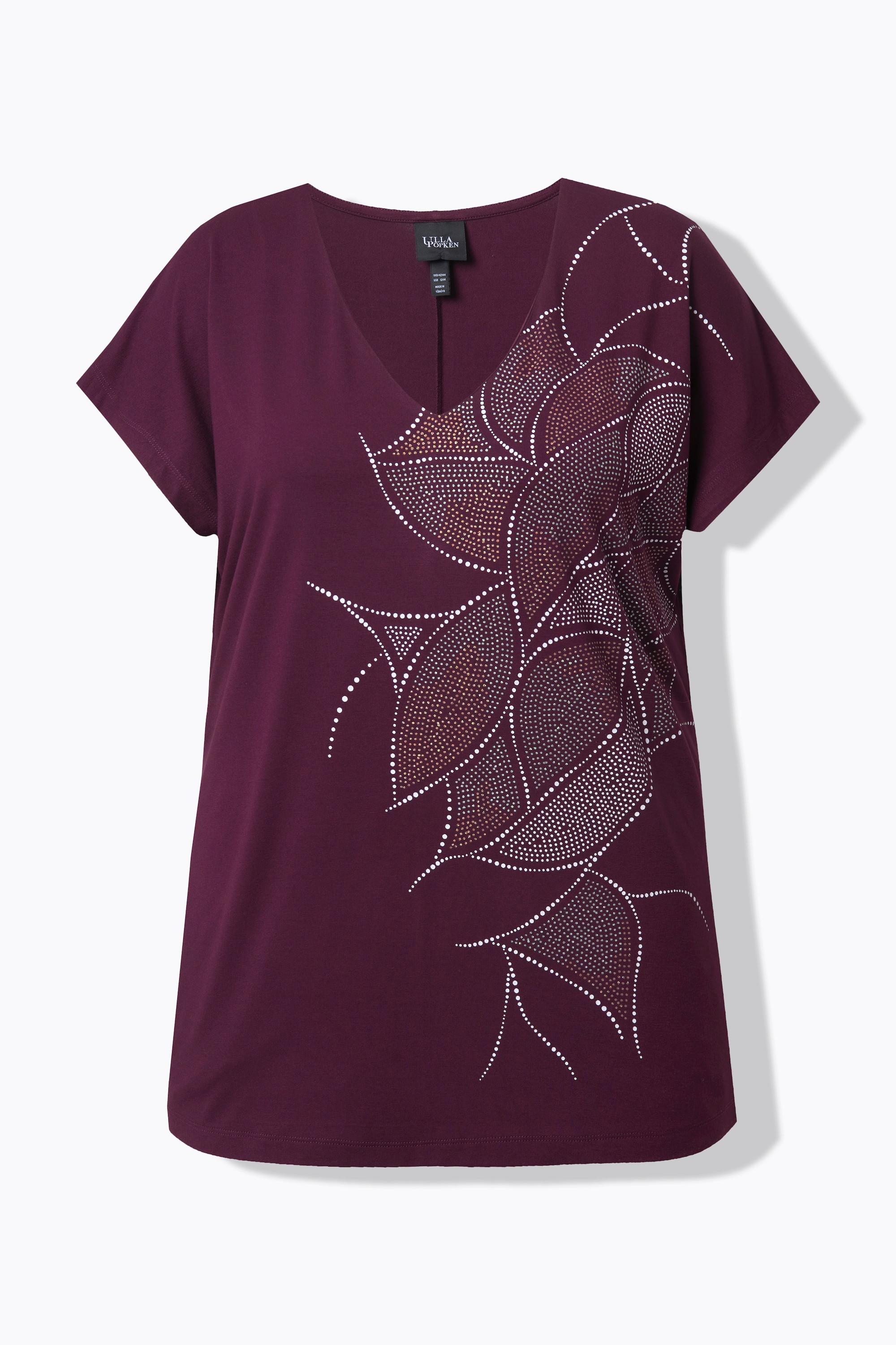 Ulla Popken T-shirt Oversize Imprimé Scintillant Manches Courtes Col V  