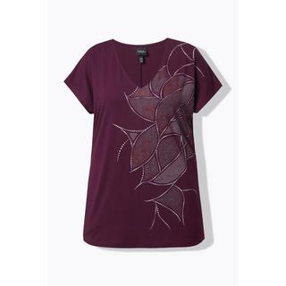 Ulla Popken T-shirt Oversize Imprimé Scintillant Manches Courtes Col V  