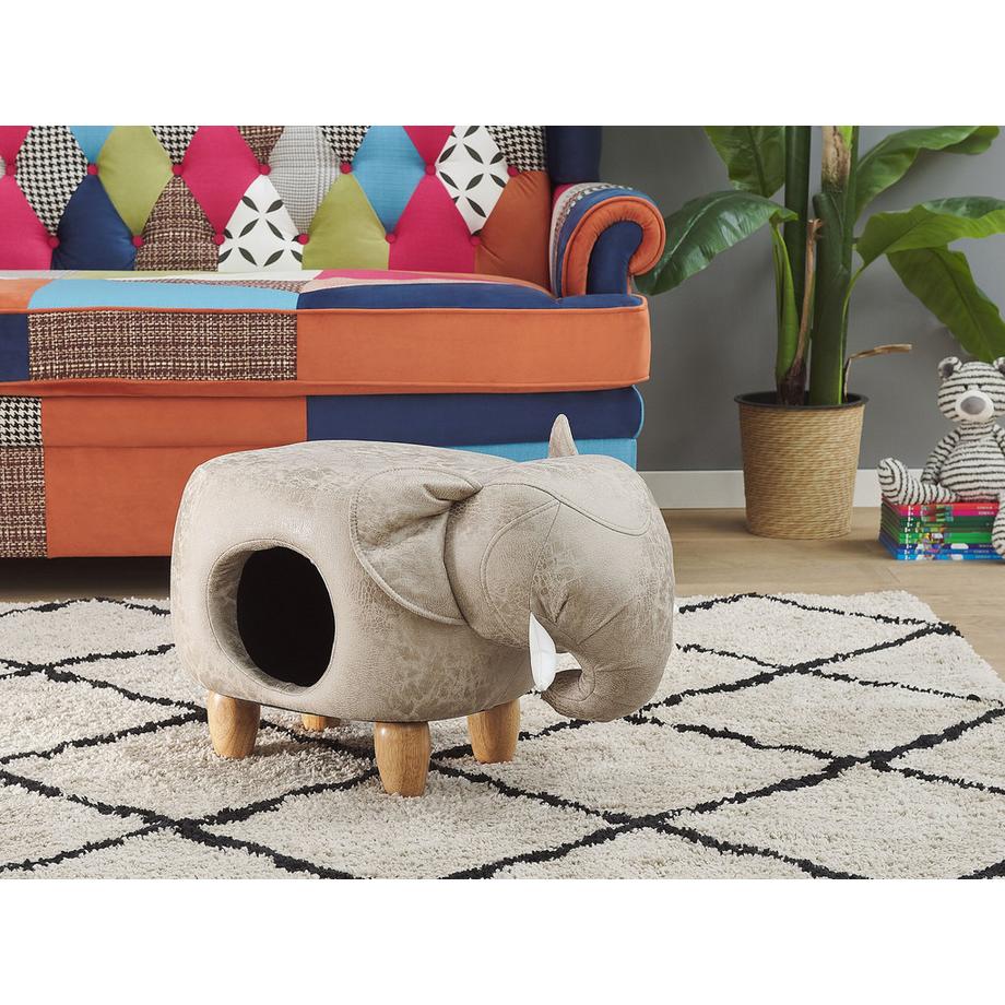 Beliani Tierhocker mit Stauraum aus Kunstleder Rustikal JUMBO  