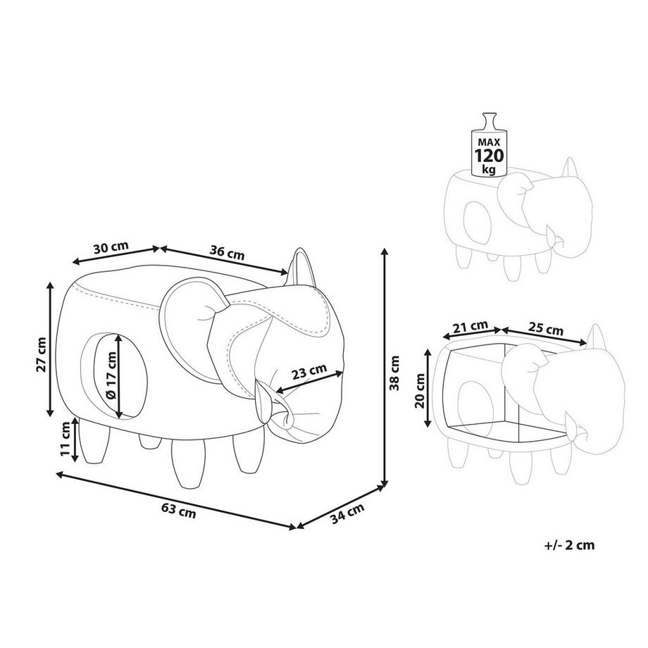 Beliani Tierhocker mit Stauraum aus Kunstleder Rustikal JUMBO  