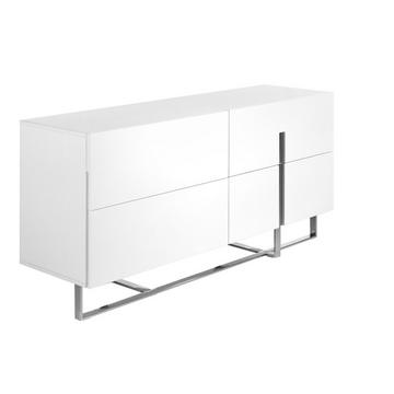 Buffet en bois blanc et acier chromé