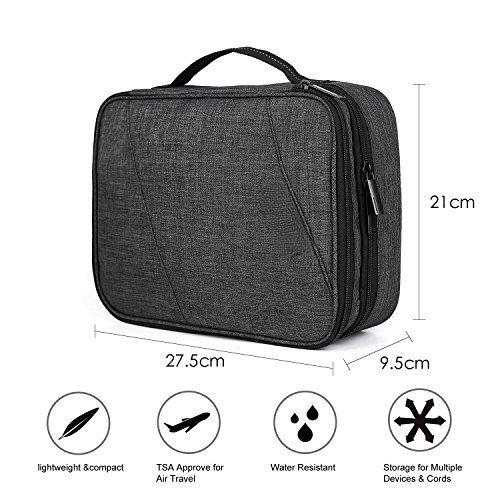 Only-bags.store  Sac électronique, organisateur électronique double couche de voyage pour câble, chargeur, Ipad, Ipad Air, tablette jusqu'à 10,5 pouces, adaptateur, souris, cartes SD 