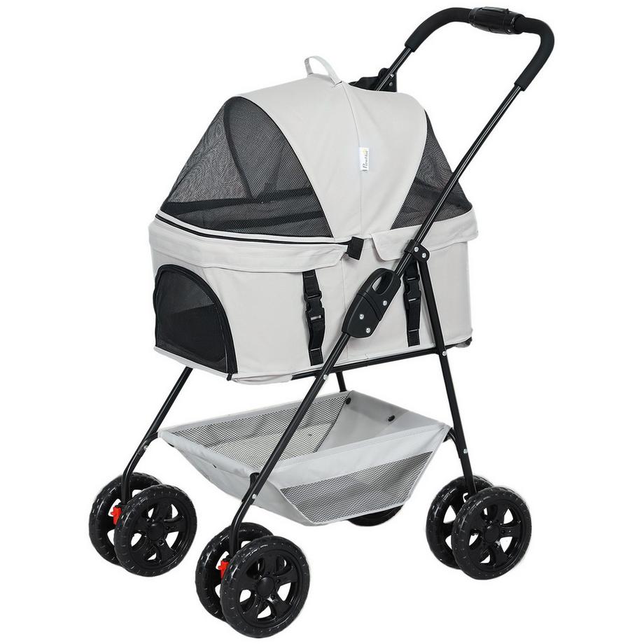 Northio  Hundewagen 3 in 1 Hundebuggy Faltbar Hundebox, klappbar Transporttasche mit Getränkehalter, Hunde Buggy, Katzenwagen mit 360° Räder Katzenbuggy für Mini Hunde unter 4 kg, Hellgrau Aosom 