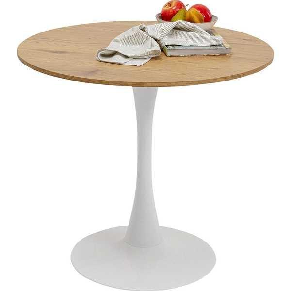 KARE Design Table Schickeria aspect chêne blanc ronde années 80  