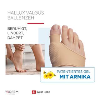 PODERM  Hallux Valgus Arnika-Gel-Schutz - Einheitsgröße - Von Podologen empfohlen - 100 % natürlich und vegan - Swiss Made 