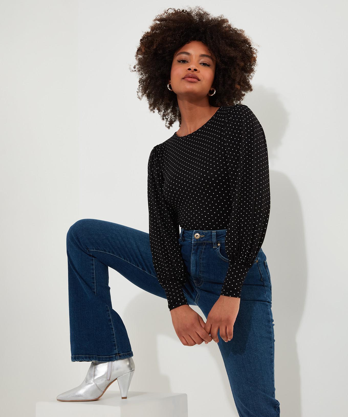 Joe Browns  Jersey-Top mit Polka-Dot-Muster 