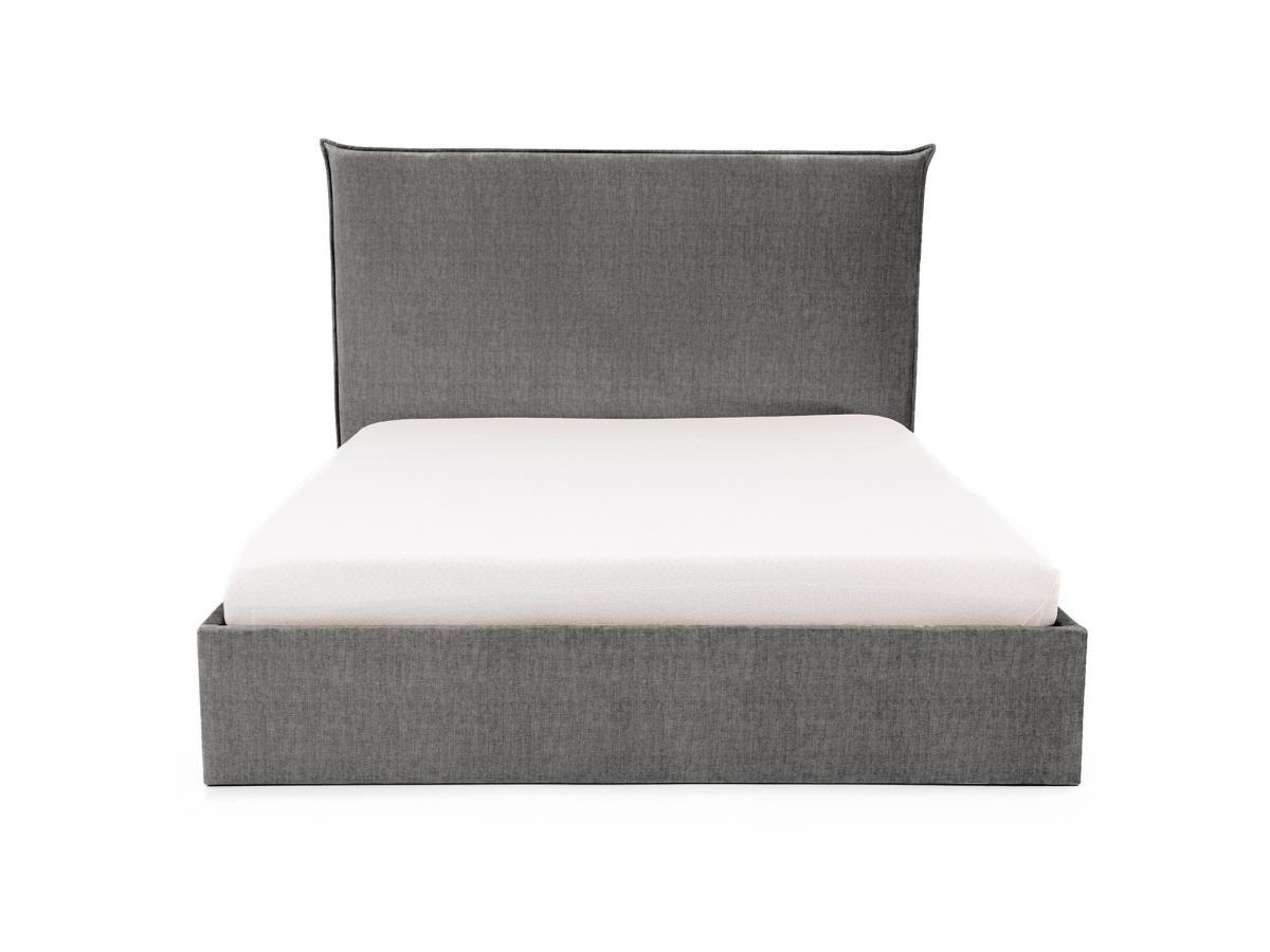 PASCAL MORABITO Bett mit Bettkasten + Matratze - 160 x 200 cm - Samt - Grau - SORYO von Pascal Morabito  