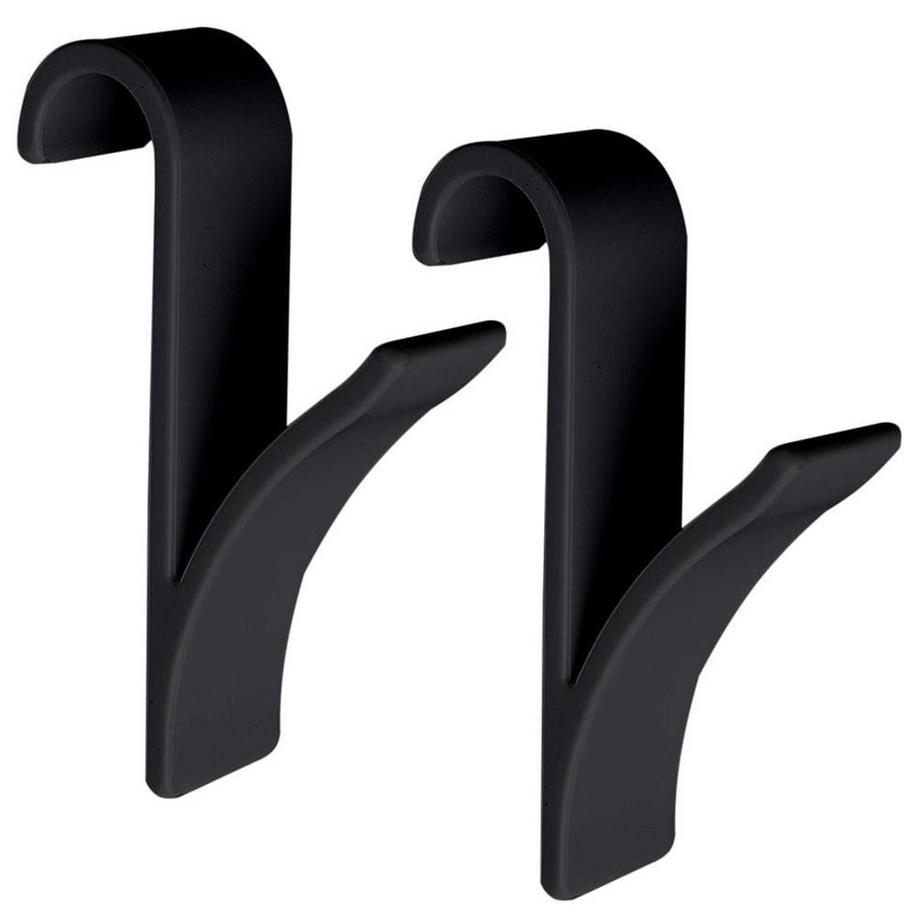 B2X  Crochets en plastique noir pour serviettes et vêtements, paquet de 2 