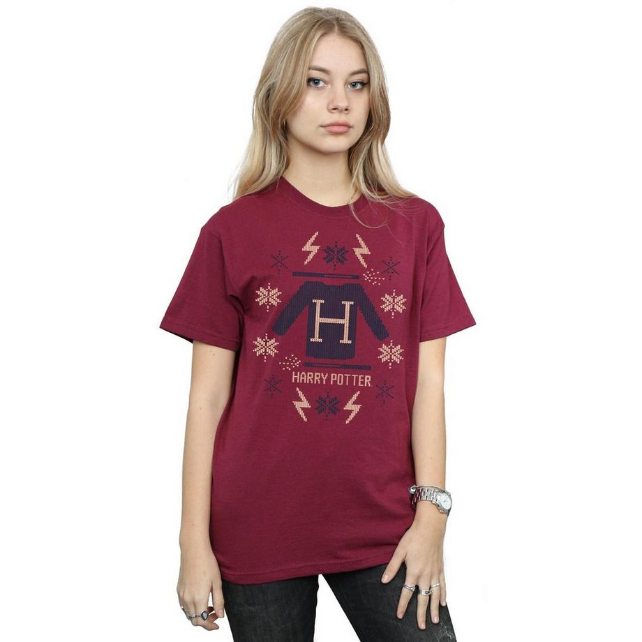 Harry Potter T-Shirt Stile Maglione Natalizio  