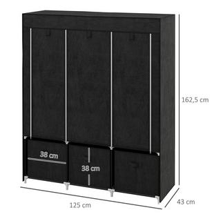 Northio Armoire En Tissu Avec Tringles À Vêtements Et Tiroirs, Armoire Pliante, Fermeture Éclair, Tissu Non Tissé, Noir  