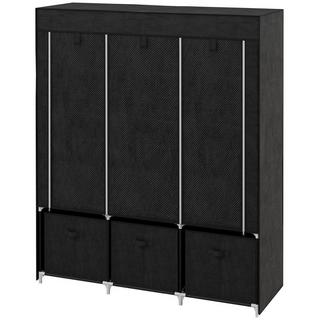 Northio Armoire En Tissu Avec Tringles À Vêtements Et Tiroirs, Armoire Pliante, Fermeture Éclair, Tissu Non Tissé, Noir  