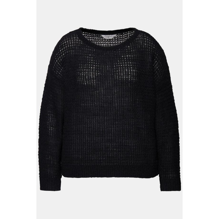 Studio Untold Pullover Boxy Shape Lochstrick Rundhals Langarm  