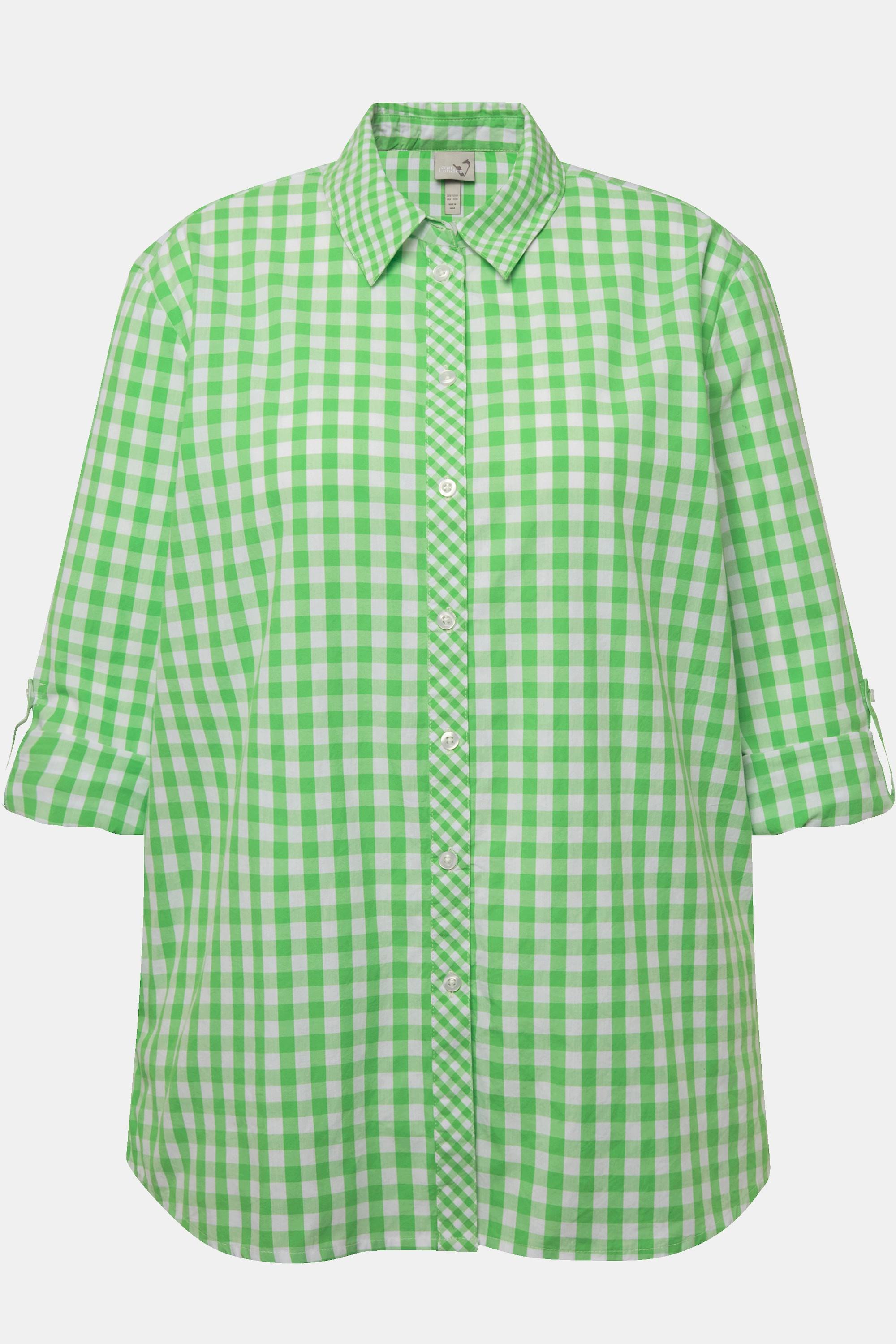 Ulla Popken Camicia a quadri Colletto da camicia Maniche lunghe Linguetta per risvolto  