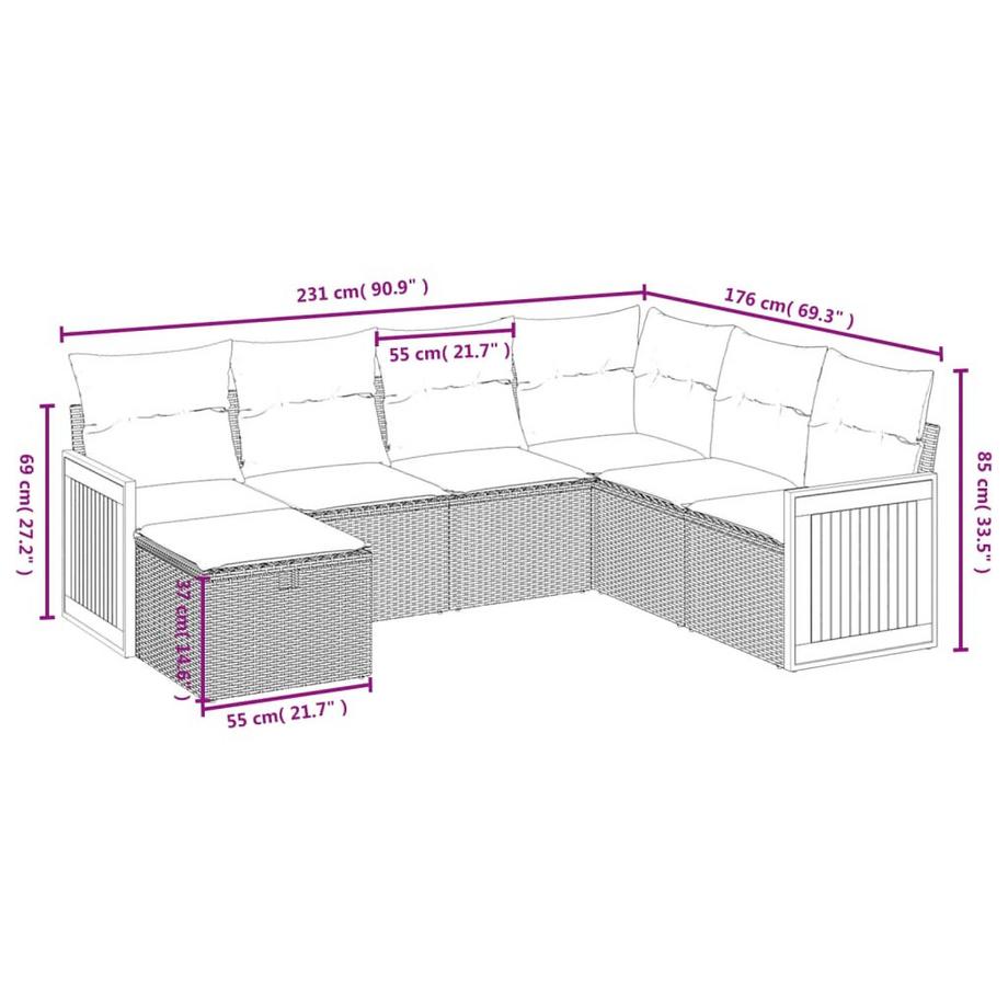 VidaXL Ensemble de canapés de jardin rotin synthétique  