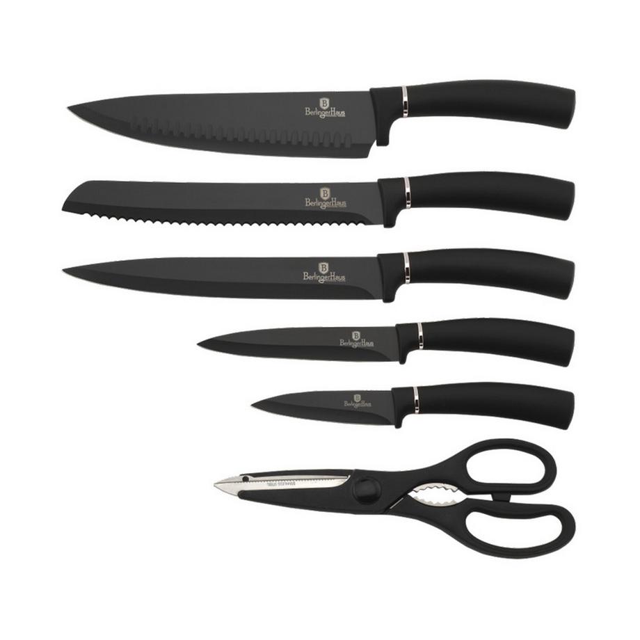 Berlinger Haus Haus 7-teiliges Messerset mit Messerblock Black Royal Collection  