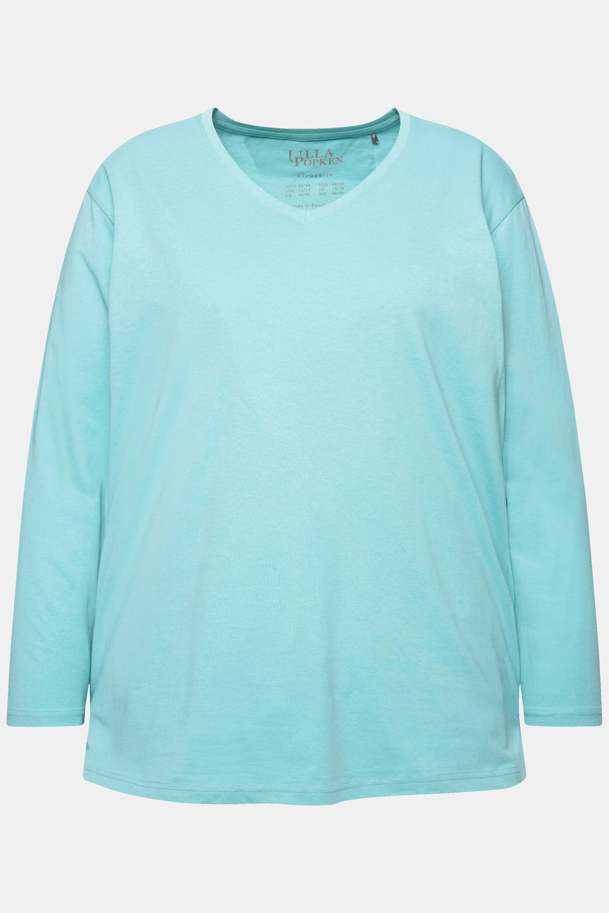 Ulla Popken  T-shirt coupe Relaxed Fit, col en V et manches longues 