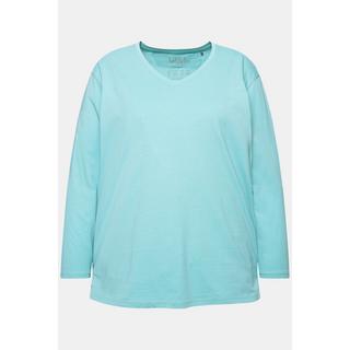 Ulla Popken  T-shirt coupe Relaxed Fit, col en V et manches longues 