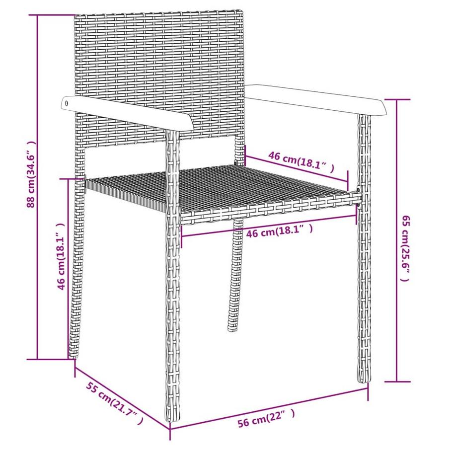 VidaXL Ensemble de salle à manger de jardin rotin synthétique  