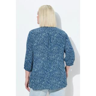 Ulla Popken Blusa Smock Pois Linea A Scollo Rotondo Maniche 3/4  