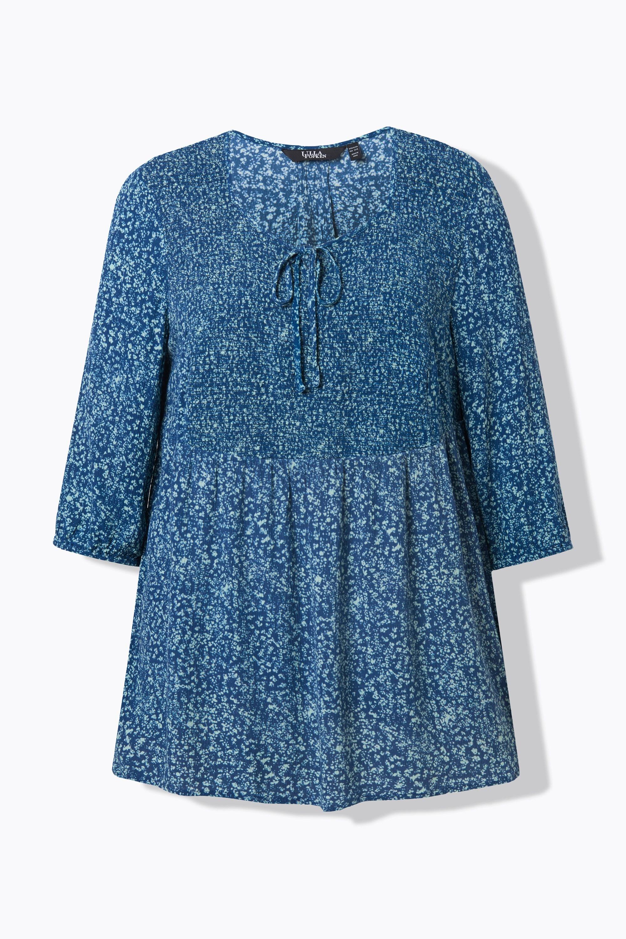 Ulla Popken Blusa Smock Pois Linea A Scollo Rotondo Maniche 3/4  