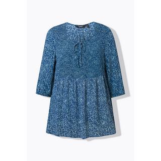 Ulla Popken Blusa Smock Pois Linea A Scollo Rotondo Maniche 3/4  