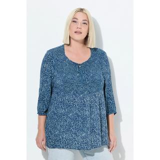 Ulla Popken Blusa Smock Pois Linea A Scollo Rotondo Maniche 3/4  