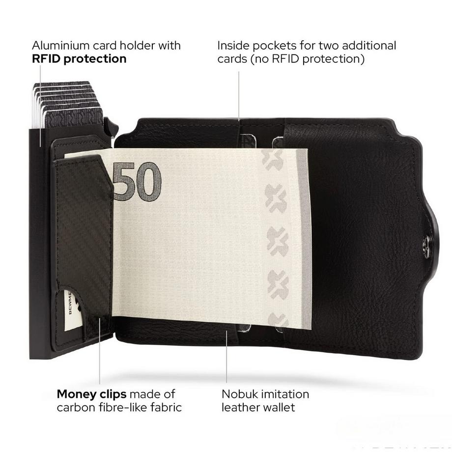 Only-bags.store Porta carte d'identità e badge con protezione RFID e fermasoldi  