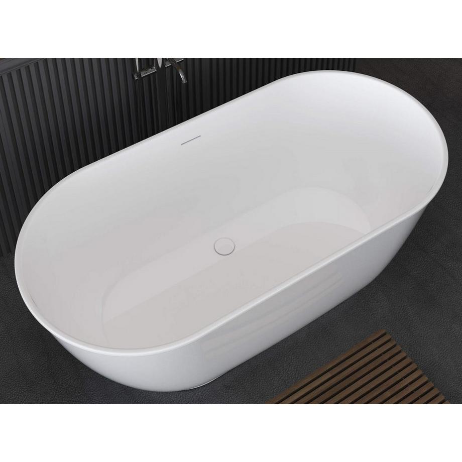 Vente-unique Baignoire îlot ovale - 210L - 150 x 74 x 57 cm - Blanc brillant - Acrylique - MOBULA  