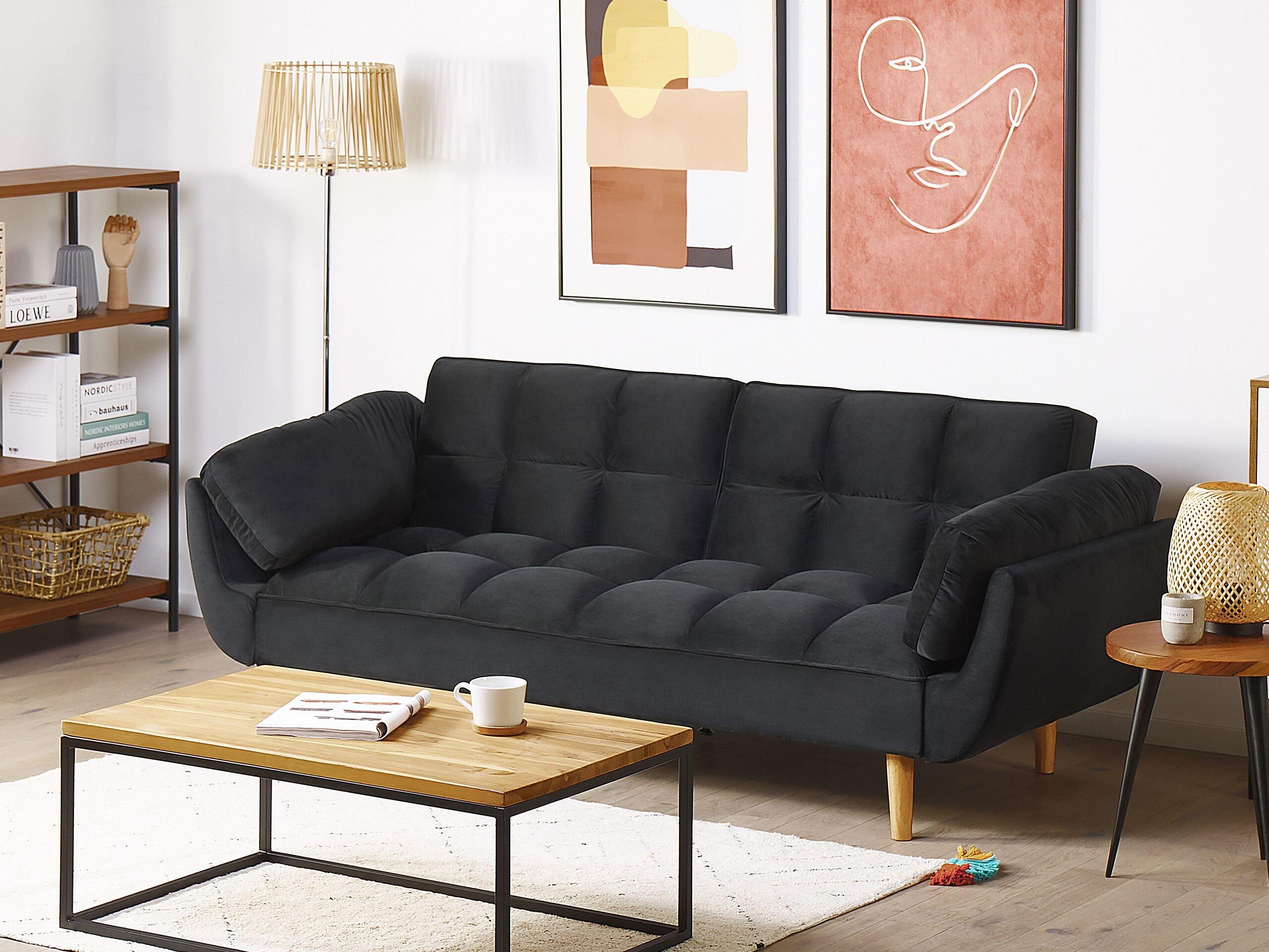 Beliani Schlafcouch aus Samtstoff Retro ASBY  