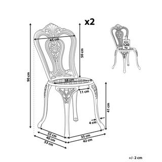 Beliani Lot de 2 chaises en Aluminium Rétro BOVINO  