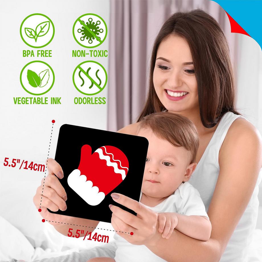 Activity-board  100 Seiten Sunte Baby Visual Stimulus Flash Card, 50 Stück High Contrast Baby Flash Cards Sensory Toy 