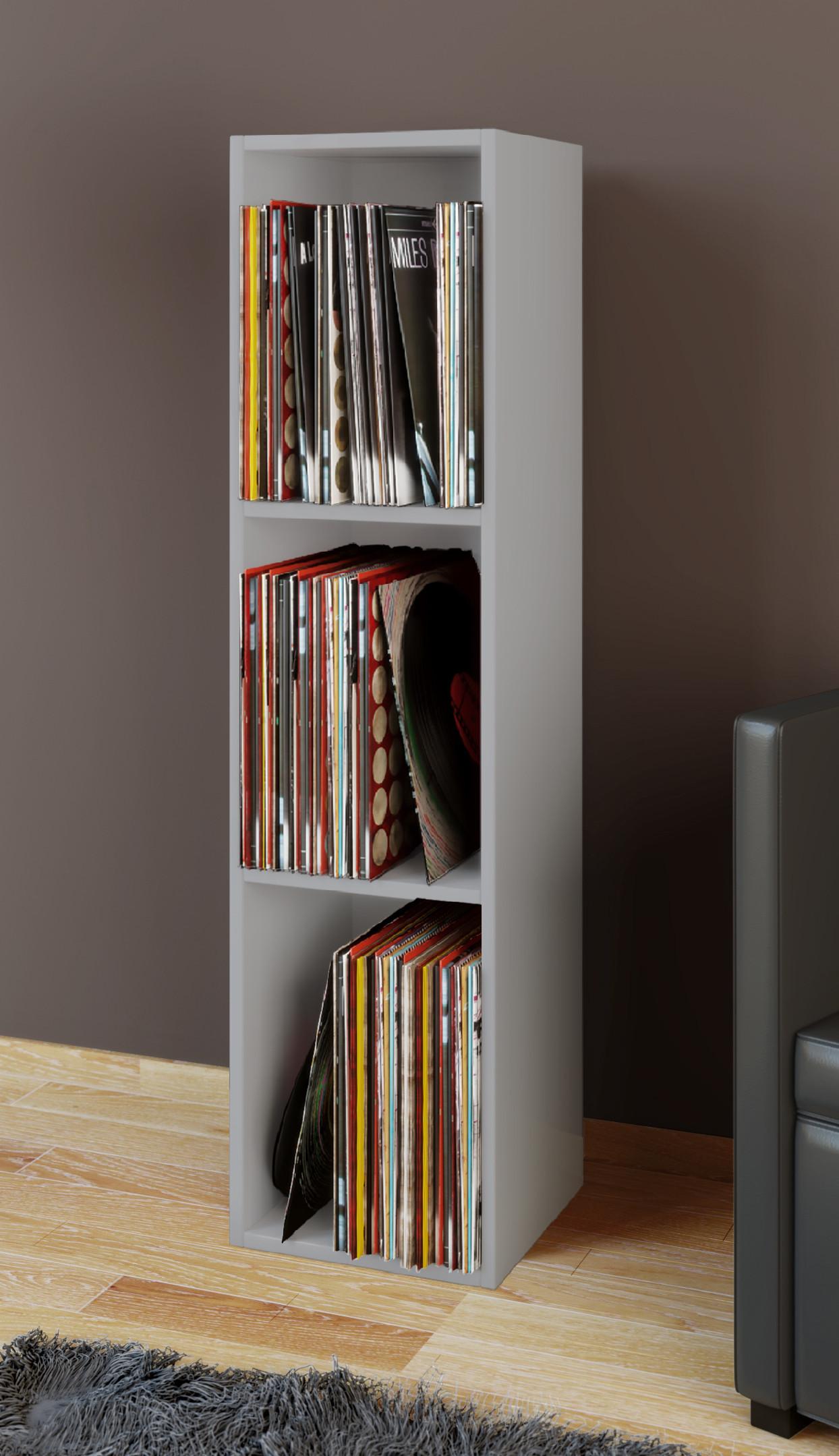 VCM Bois Disques vinyles LP Stand Étagère d'archivage Support de rangement Platto 3 compartiments  