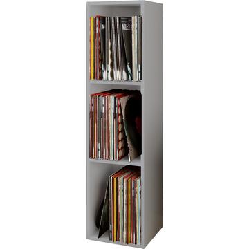 Holz Schallplatten Regal | Stand Regal mit 3 Fächer für 100 Schallplatten | Maße: H. 107 x B. 34 x T. 30 cm - Platto