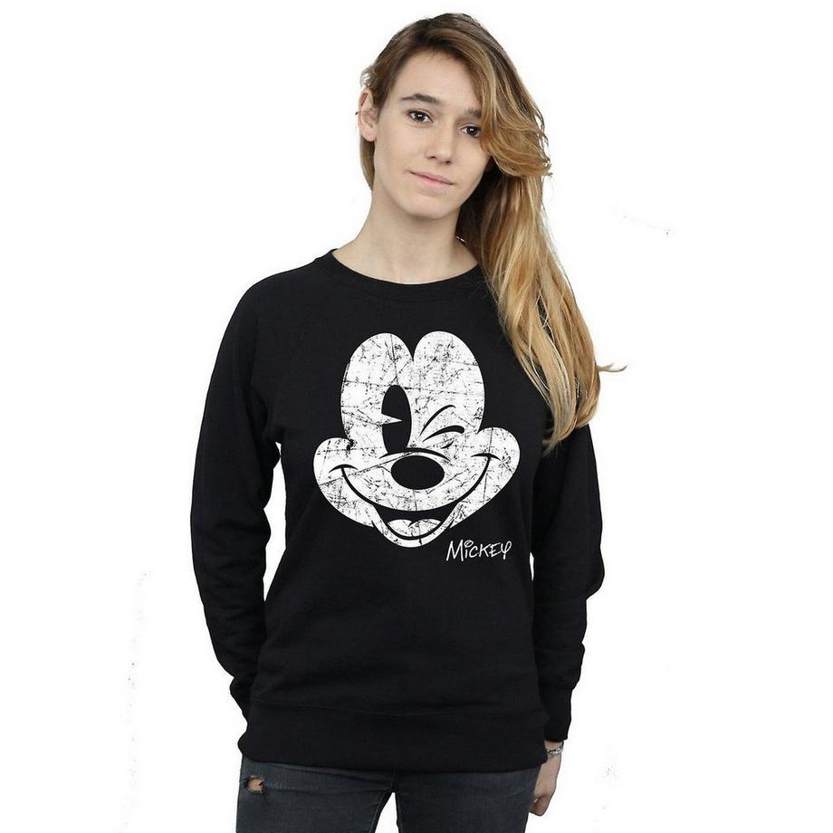 Disney Mickey Mouse Distressed Face Sweatshirt  