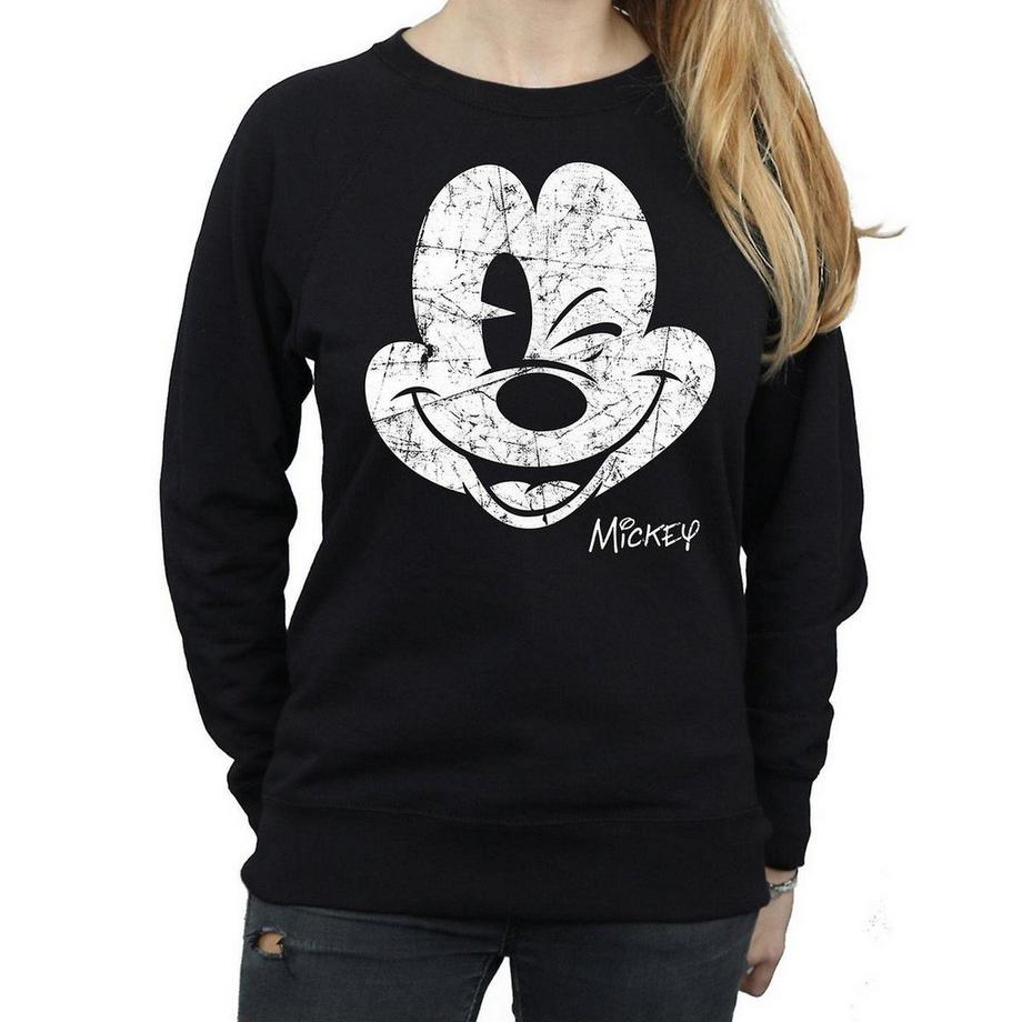 Disney Mickey Mouse Distressed Face Sweatshirt  