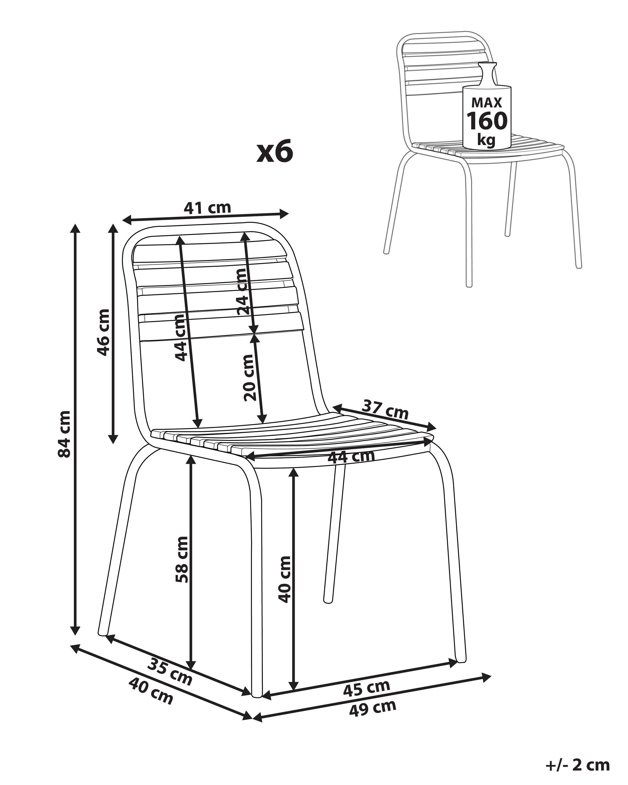 Beliani Lot de 6 chaises en Acacia Rustique VALLESE  