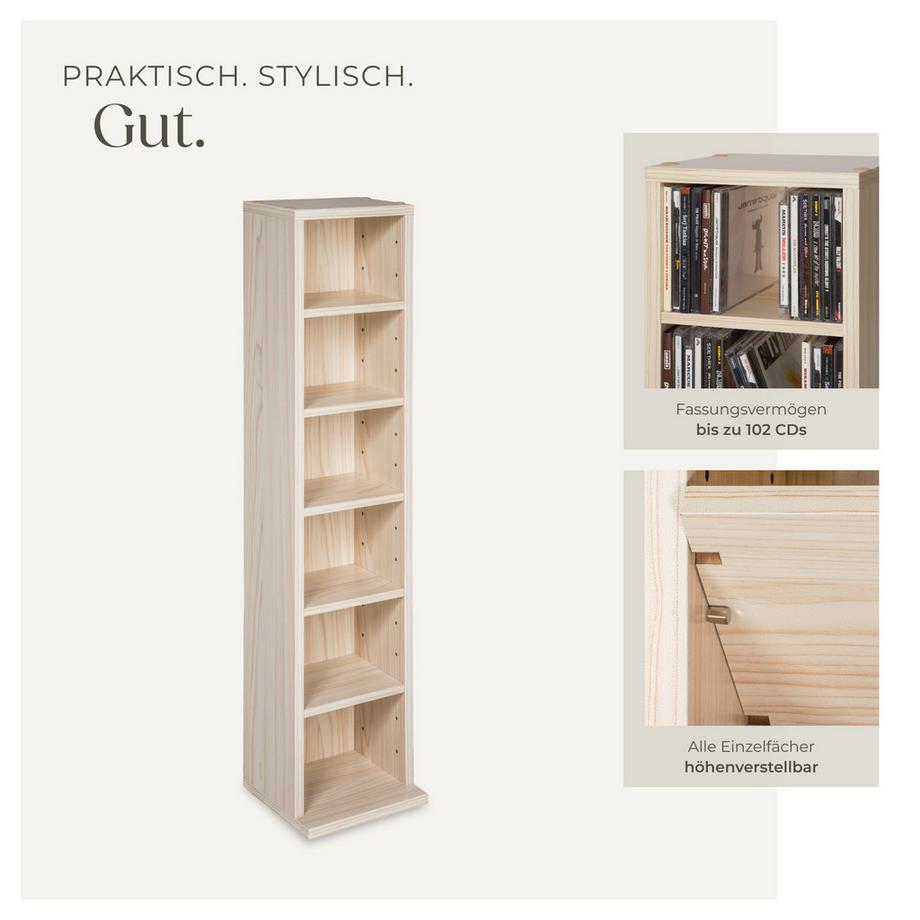 Tectake CD DVD Regal Juliane in Holzoptik 6 Fächer  